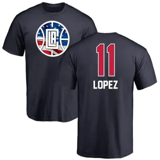Men's Los Angeles Clippers Brook Lopez Navy Name and Number Banner Wave T-Shirt