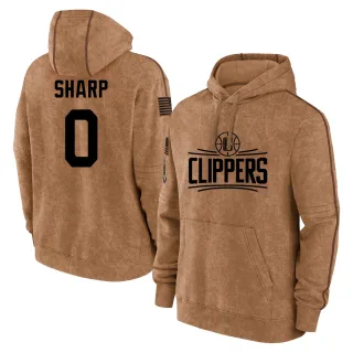 Men's Los Angeles Clippers Jamarion Sharp Brown 2023 Salute to Service Club Pullover Hoodie