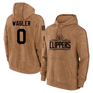 Youth Los Angeles Clippers Keaton Wagler Brown 2023 Salute to Service Club Pullover Hoodie